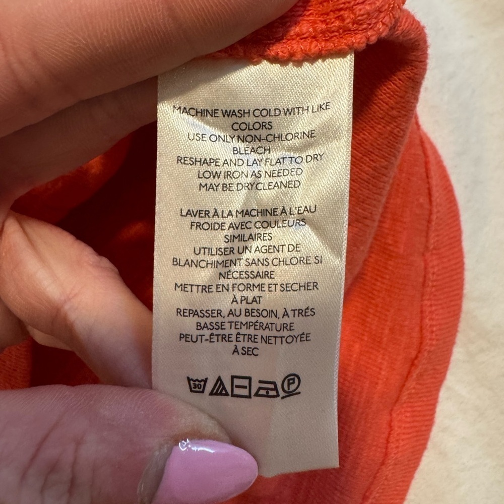 Anthropologie Pilcro Cozy Popover Coral Red Top Size M Ruffle - Picture 7 of 13